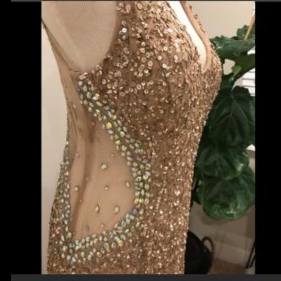 Adrianna Papell side mesh embellished sleeveless long gown - Picture 5 of 9